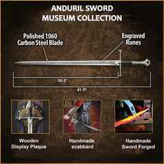 Handmade Legendary Steel Sword of King Elessar's Viking Sword Ring of Power Master Sword