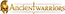 Logo for 'Ancient Warriors' featuring a Spartan helmet and gold text.