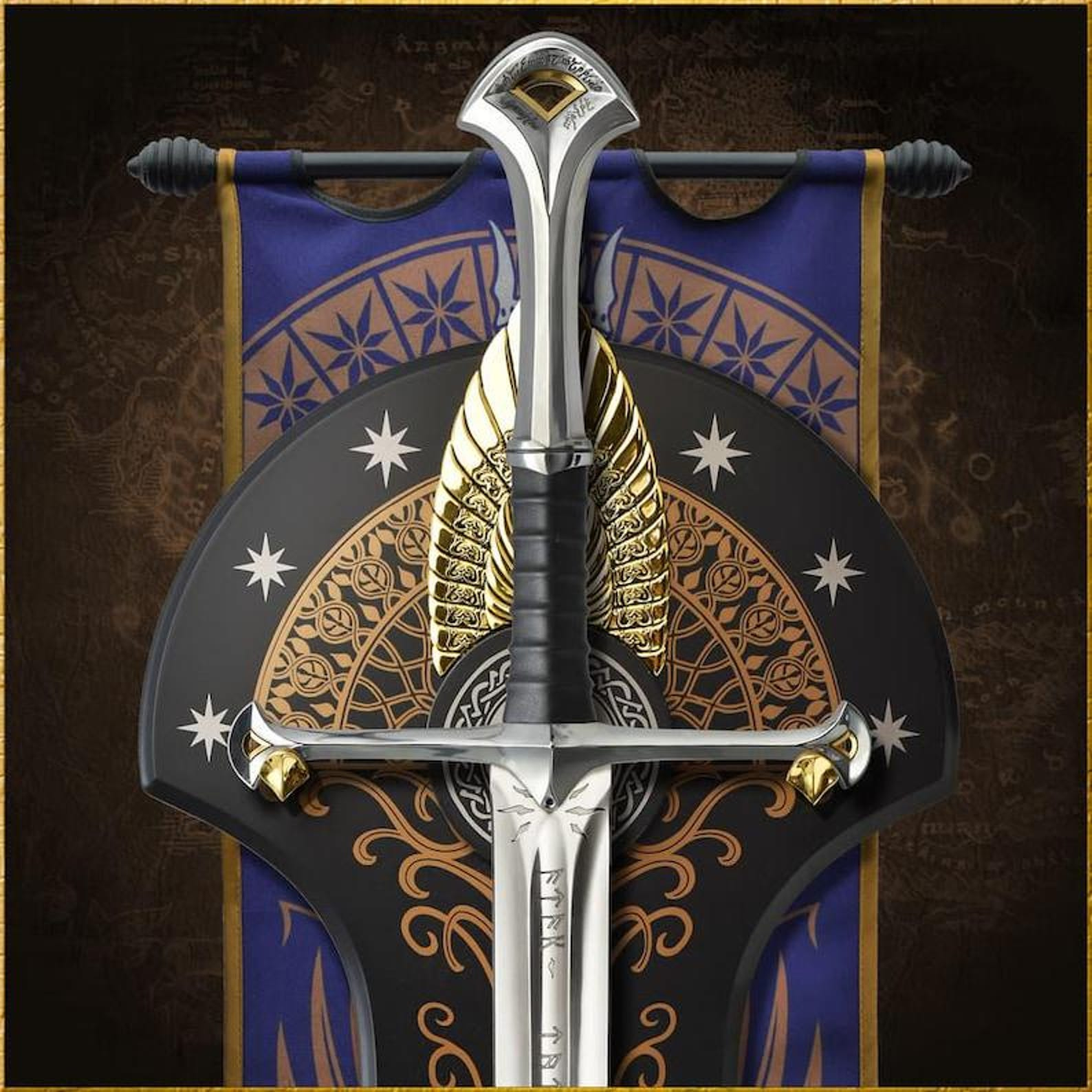 Handmade Legendary Steel Sword of King Elessar's Viking Sword Ring of Power Master Sword