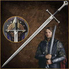Handmade Legendary Steel Sword of King Elessar's Viking Sword Ring of Power Master Sword